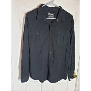 Scully Men's Black With White Pen Striped Snap Button Shirt Size L